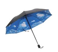 Meichoon Paraguas de viaje portátil plegable compacto impermeable a prueba de viento ligero con estructura resistente elegante para días soleados y lluviosos Patrón de nubes blancas en el cielo