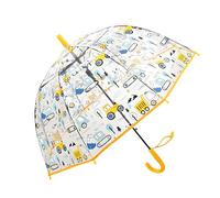 Meichoon Paraguas para niños Bulldozer Pattern Transparente 70cm/27.5" Dome Clear View Apertura automática Protección contra viento y lluvia Amarillo