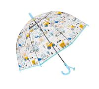 Meichoon Paraguas para niños Modelo Bulldozer Paraguas transparente con visión clara 70cm/27.5" Cúpula Resistente al viento y a la lluvia Apertura automática Azul