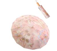 Meichoon UPF50+ Paraguas Grande Protección UV Upgrade Fibra de vidrio de doble hueso engrosada Elegante y duradera 16 huesos a prueba de viento Compacto Viaje Sol y lluvia Sombrilla Flor Vintage