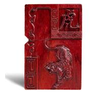 MEIDAI - Encendedor de madera de sándalo rojo natural, reemplazable para Zippo (solo funda), tamaño de inserto compatible: 3,6 cm x 1,2 cm x 5 cm, carcasa del encendedor (tigre rey bestia)