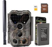 Meidase S970 Pro 4G LTE Cámara de Caza, 48MP 1296P, con Transmisión en Vivo, Visión Nocturna, Activación por Movimiento 0.1s, Transferencia de App, con Batería de 7800mAh y Tarjeta SD 64GB, GPS
