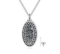 MEIDERBO Collar de urna de flor de nacimiento para cenizas, plata de ley 925, delicado colgante floral, joyería conmemorativa para mujer, collar con colgante floral del mes de la guardia, plata de ley