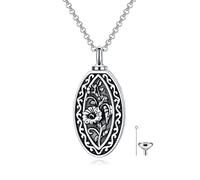 MEIDERBO Collar personalizado con urna de flor de nacimiento para cenizas, plata de ley 925, colgante de 12 meses, joyería de cremación para cenizas con relleno de embudo, joyería conmemorativa de