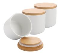 MEIDIV Juego de 3 botes de 260 ml para té, azúcar, café, café, café, café, recipientes de almacenamiento de cocina con tapa de bambú