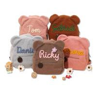 MEIEG Mochila De Peluche Personalizada Para Niños, Adorable Mochila De Osito Con Nombre Bordado, Mini Bolso De Hombro, Regalo Para La Vuelta Al Cole