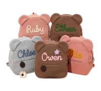 MEIEG Mochila Infantil Mini Peluda Personalizada, Linda Mochila Para Libros Con Nombre Para Niños Pequeños, Ajustable, Backpack De Peluche Para Niños Para La Escuela/viajes/uso Diario