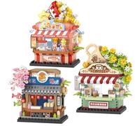 MEIEST Juego de 3 mini bloques de construcción con vista a la ciudad, colección de arquitectura de simulación, construcción de partículas, ladrillos de construcción, decoración del hogar