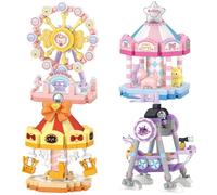 MEIEST Juego de 4 bloques de construcción de parque de atracciones, colección de arquitectura de simulación, construcción de partículas, ladrillos de construcción