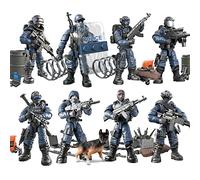 MEIEST SWAT - Juguetes de bloque de construcción de equipo de modelo, 8 piezas de acción de policía de la ciudad con múltiples accesorios de armas militares, juego de recuerdos de fiesta para niños y