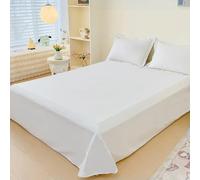 MEIFULLE 1 Pieza Sábana Plana de algodón de 400 Hilos, sábana Superior Suave y Transpirable para Cama Doble, Queen o King Size, Textiles para el hogar de Color Liso