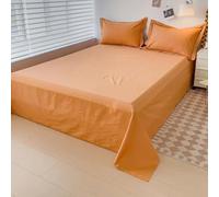 MEIFULLE 1 Pieza Sábana Plana de algodón de 400 Hilos, sábana Superior Suave y Transpirable para Cama Doble, Queen o King Size, Textiles para el hogar de Color Liso