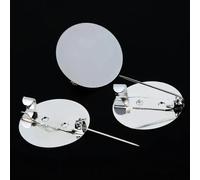 MEIFULLE 10 unids/Lote Broche de Color Plateado Base 20 25 30mm Broche de Bandeja Plana Redonda en Blanco para fabricación de joyería Accesorios de Broche DIY