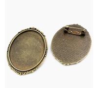 MEIFULLE 15 unids/Lote, 30x40mm, tamaño Interior, Broche Floral Vintage, alfileres, cabujón de Bronce Chapado en Oro Antiguo/Plata, Base en Blanco, Bandeja de Bisel