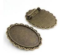 MEIFULLE 15 unids/Lote, 30x40mm, tamaño Interior, Broche Floral Vintage, alfileres, cabujón de Bronce Chapado en Oro Antiguo/Plata, Base en Blanco, Bandeja de Bisel