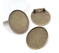 MEIFULLE 15 unids/Lote, 30x40mm, tamaño Interior, Broche Floral Vintage, alfileres, cabujón de Bronce Chapado en Oro Antiguo/Plata, Base en Blanco, Bandeja de Bisel