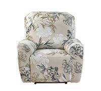 Meigeh Funda para Sillón Reclinable Funda para Sillón Relax de Descanso 4 Piezas Cubierta de Sillón Funda Elástica para Sillón de Masaje Sombra de Flores