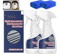 Meigline Rust Remover Spray - 3s Spray to Quickly Remove Embroidery, Heavy-Duty Rust Remover for Metal, Concentrated Formula for Tools, Cars & Garden, Easy to Use and Has Good Results (2 PCS)