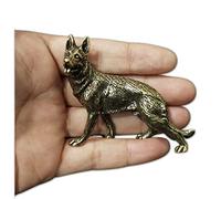 MEIHENI Estatua de Perro Pastor alemán de latón Macizo de 6,9 cm, Adorno de Animal de Perro de Metal Coleccionable de Escritorio