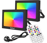 MEIHUA 35W Foco RGB Exterior con Control Remoto Floodlight 10 Colores 12 Modos 6 Brillo Temporización Memoria IP66 Impermeable Proyector RGB para Cartelera Camino Fiesta Bar Halloween Navidad