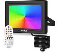MEIHUA 60W Foco LED RGB Exterior con Control Remoto LED Floodlight 10 Colores 12 Modos 6 Brillo Temporización IP66 Impermeable Proyector RGB Exterior para Jardín Patio Fiesta Halloween Navidad