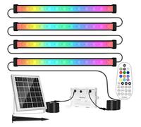 MEIHUA Solar RGB Foco Luz de bañador de pared, 10 colores 30 modos Barra de luz LED 6V 6W 6000mAh IP66 Lámparas solares impermeables para Jardín Fiesta DJ Carnaval Decoración navideña Halloween