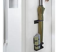 Meijl Paragüero de Metal, 2 Paragüeros Adhesivos de Puerta Pared, Soporte de Paraguas con Bandeja de Goteo, Metal Paragüero para Paraguas Plegables y Grandes Negro