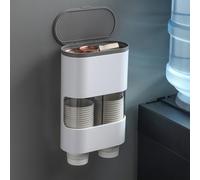 MEIJMJIA -MH Dispensador de Vasos de Agua para Montaje en Pared, Soporte One Touch para 80 Vasos de Plástico - 7,5 cm (Negro)