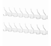 MEIJO Perchero de Pared Colgador Ropa Pared Ganchos de Perchero Perchas de Acero Inoxidable Montaje en Pared con 6 Ganchos para Dormitorio Baño y Cocina (Blanc, 8 gancho 2pcs)