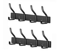 MEIJO Perchero Pared Colgador Ropa Pared con 4 Ganchos de Perchero Perchas de Acero Inoxidable Montaje en Pared para Dormitorio Baño y Cocina (Negro, 4 gancho 2pcs)