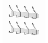 MEIJO Perchero Pared Ganchos de Perchero Colgador Ropa Pared con 4 Ganchos Perchas de Acero Inoxidable Montaje en Pared para Dormitorio Baño y Cocina (Plata, 4 gancho 2pcs)