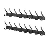 MEIJO Perchero Pareds Colgador Ropa Pared con 8 Ganchos de Perchero Perchas de Acero Inoxidable Montaje en Pareds para Dormitorio Baño y Cocina (Negro, 8 gancho 2pcs)