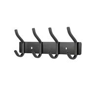 MEIJO Percheros Pared con 4 ganchos, Ganchos Perchas de Montaje en Pared Acero inoxidable Colgadores Ganchos Perchero para Entrada, Cocina, Baño (4 Ganchos, Negro Mate)