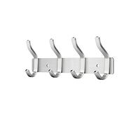 MEIJO Percheros Pared con 4 ganchos, Ganchos Perchas de Montaje en Pared Acero inoxidable Colgadores Ganchos Perchero para Entrada, Cocina, Baño (4 Ganchos, Plata)