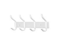 MEIJO Percheros Pared con 4 ganchos, Ganchos Perchas de Montaje en Pared Acero inoxidable Colgadores Ganchos Perchero para Entrada, Cocina, Baño (4 Ganchos, Blanco)