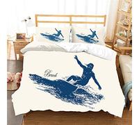 Meiju Mateju Juego de Ropa de Cama 3pcs Tabla de Surf 3D para Niño Chica Incluyendo Fundas edredon y 2 Fundas de Almohada Transpirable Suave para Cama 90/140/160 (150x200cm,Surf Retro)
