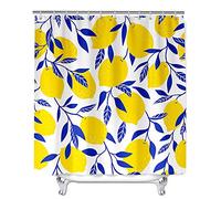Meiju-shop Cortinas de Ducha con Estampado Fruta 3D para Baño, Mateju Impermeable Antimoho Poliéster Cortinas Baño Incluye 12 Anillas en C para Hogar Bañera Dormitorio Apartamento (Limón,90x180cm)