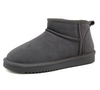 Meik Mangni Botas de Nieve Plana Corta Para Mujer Cálidas Boots de Invierno Con Peluche Forro Nieve Impermeable Antideslizante Botines Cómodas Zapatos,Gris,Tallas:38 EU