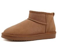 Meik Mangni Botas de Nieve Plana Corta Para Mujer Cálidas Boots de Invierno Con Peluche Forro Nieve Impermeable Antideslizante Botines Cómodas Zapatos,Caqui,Tallas:43 EU
