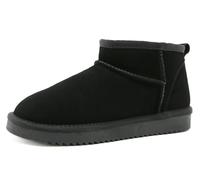 Meik Mangni Botas de Nieve Plana Corta Para Mujer Cálidas Boots de Invierno Con Peluche Forro Nieve Impermeable Antideslizante Botines Cómodas Zapatos,Negro,Tallas:39 EU