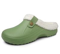 Meik Mangni Zuecos de Mujer Mules Caliente Forro Hombre Invierno Pantuflas Impermeable Zapatos de jardín Antideslizantes Zapatillas de Estar en Casa,Verde Tamaño:37-38 EU