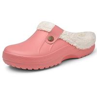 Meik Mangni Zuecos de Mujer Mules Caliente Forro Hombre Invierno Pantuflas Impermeable Zapatos de jardín Antideslizantes Zapatillas de Estar en Casa,Rosa Tamaño:35-36 EU