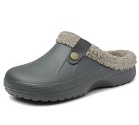 Meik Mangni Zuecos de Mujer Mules Caliente Forro Hombre Invierno Pantuflas Impermeable Zapatos de jardín Antideslizantes Zapatillas de Estar en Casa,Gris Tamaño:40-41 EU
