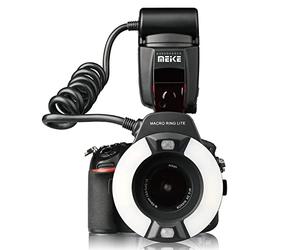 Meike MK-14EXT-N I-TTL Macro Ring Lite Flash con LED AF Assist Lámpara para Nikon Cámaras D5100 D3200 D3300 D5200 D90 D850 D3500