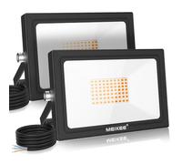MEIKEE Focos y led Exterior, 2 Pcs 60W 5200LM, IP66 Impermeable, 72 LED 2700K Blanco cálido Floodlight para Jardín, Casa, Garaje, Patio, Terraza, Campo