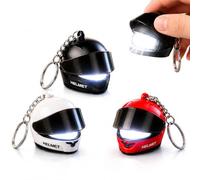 MeiKYing Llavero de casco de motocicleta con luz LED, mini linterna llavero, visera abierta, colgante creativo para casco de moto, llavero para llaves de coche, mochila, regalo