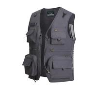 MeiLayM Chaleco de pesca con múltiples bolsillos Aire Libre Viajes Deportes Chaleco Rápido Respirable Chaleco Ligera Sin Mmanga Cámping Fotografía Caza Chaqueta Gris,L