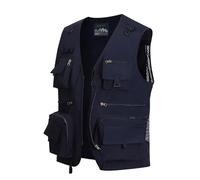 MeiLayM Chaleco de pesca con múltiples bolsillos Aire Libre Viajes Deportes Chaleco Rápido Respirable Chaleco Ligera Sin Mmanga Cámping Fotografía Caza Chaqueta Azul,4XL