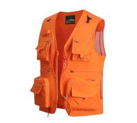 MeiLayM Chaleco de pesca con múltiples bolsillos Aire Libre Viajes Deportes Chaleco Rápido Respirable Chaleco Ligera Sin Mmanga Cámping Fotografía Caza Chaqueta Naranja,L