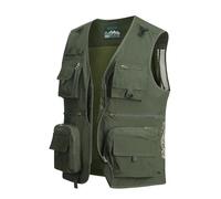 MeiLayM Chaleco de pesca con múltiples bolsillos Aire Libre Viajes Deportes Chaleco Rápido Respirable Chaleco Ligera Sin Mmanga Cámping Fotografía Caza Chaqueta Verde militar,M